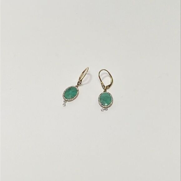 Meira T 14K Gold, Emerald & Diamond Drop Earrings - Picture 2 of 10